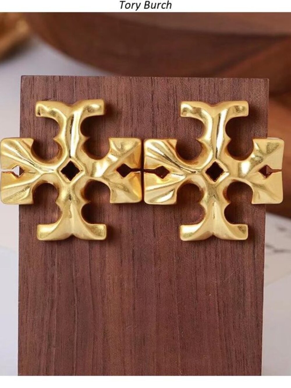 Tory Burch Gold Logo Cross-Style Stud Earrings
